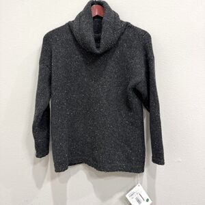 Gran Sasso Cashmere Chunky‎ Knit Sweater 42/Small Cowl Neck 3/4 Sleeve Gray